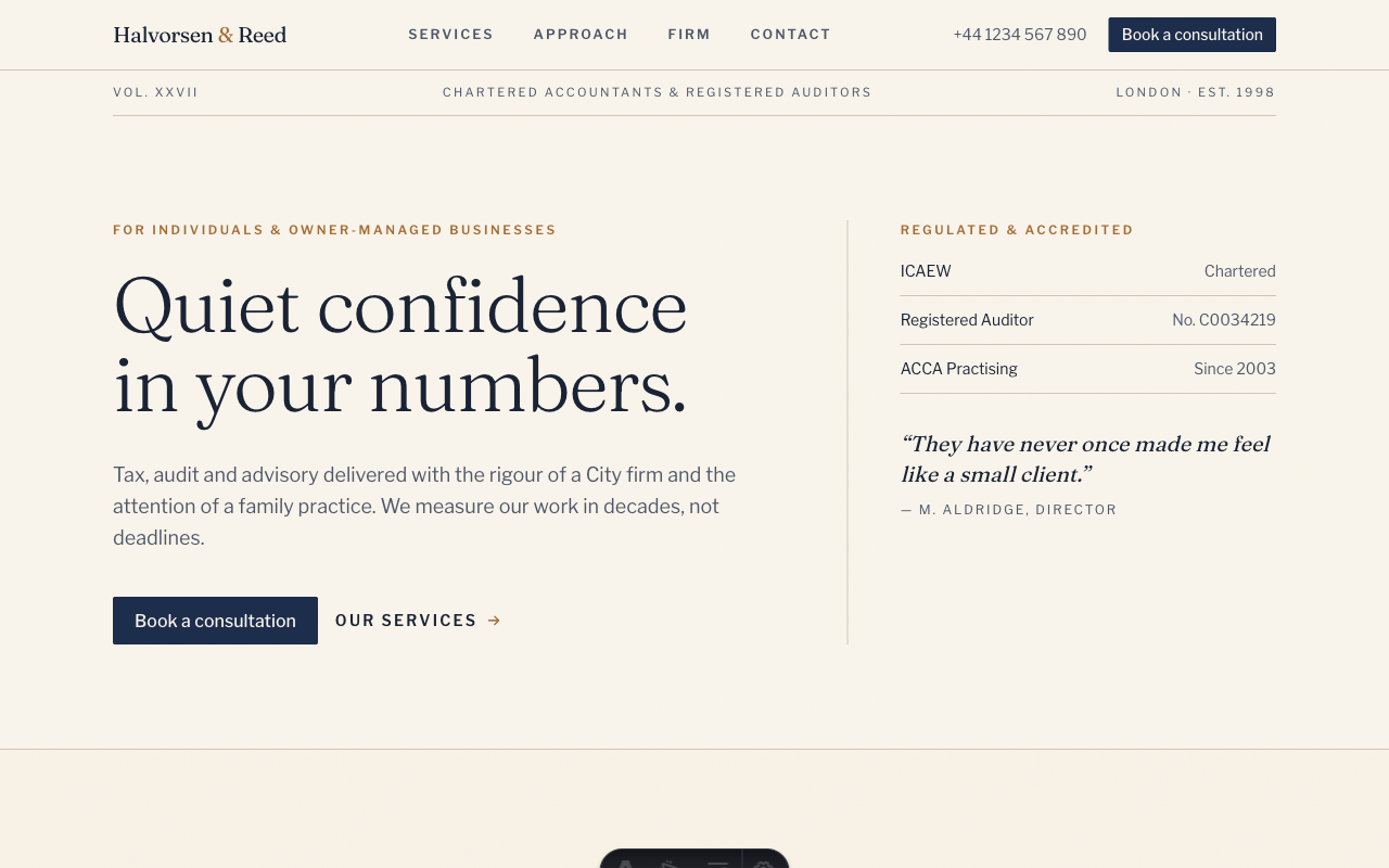 Preview of the Halvorsen & Reed landing page