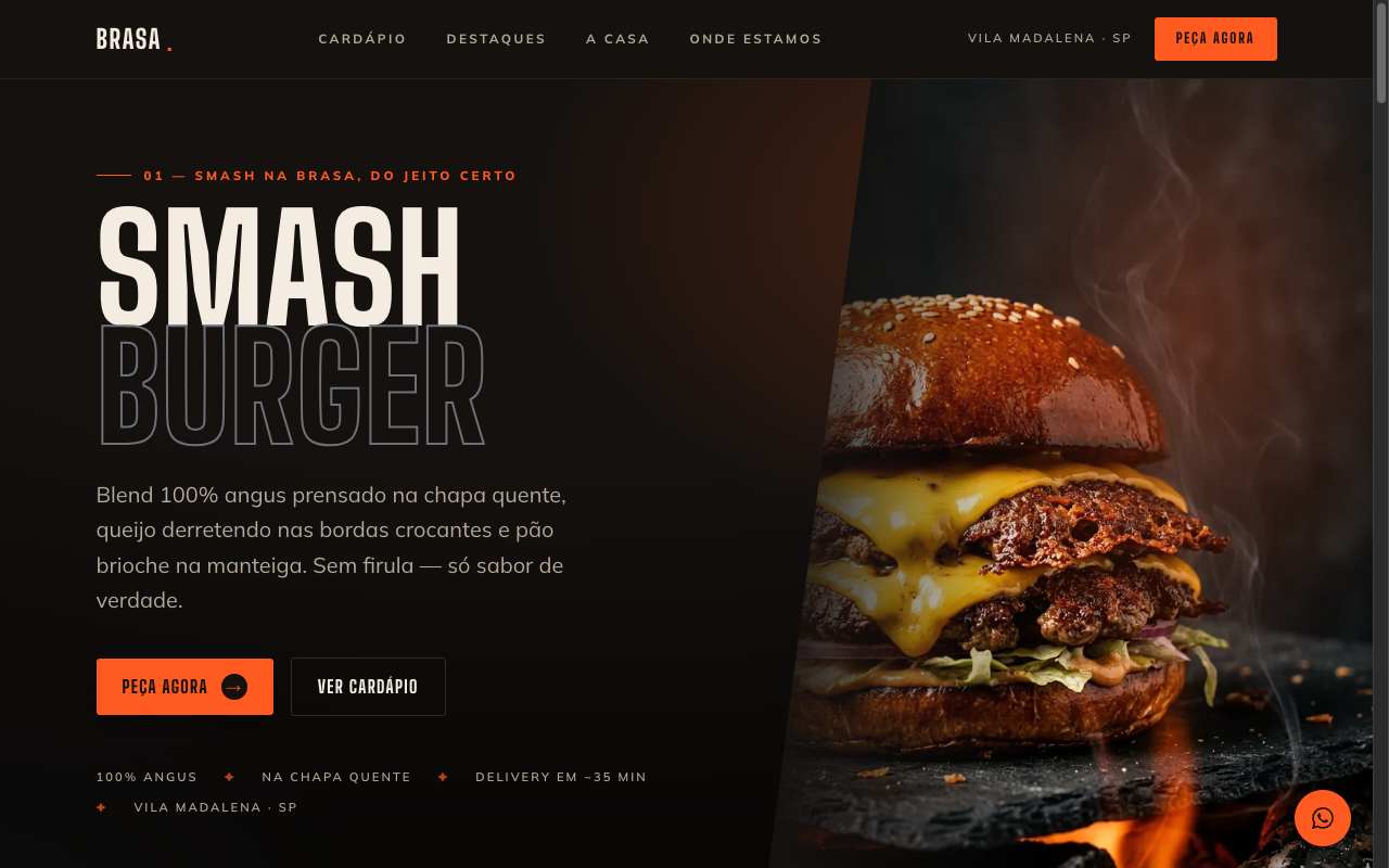 Preview of the Brasa Burger landing page