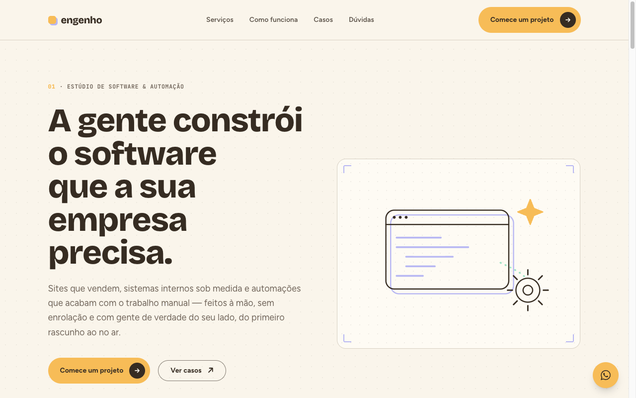 Preview of the Engenho landing page