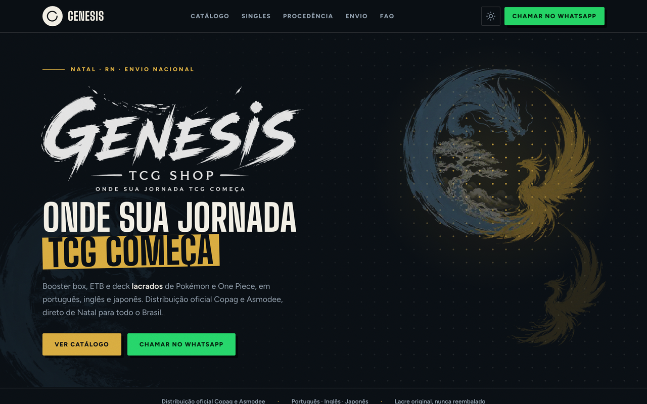Live site for Genesis TCG Shop