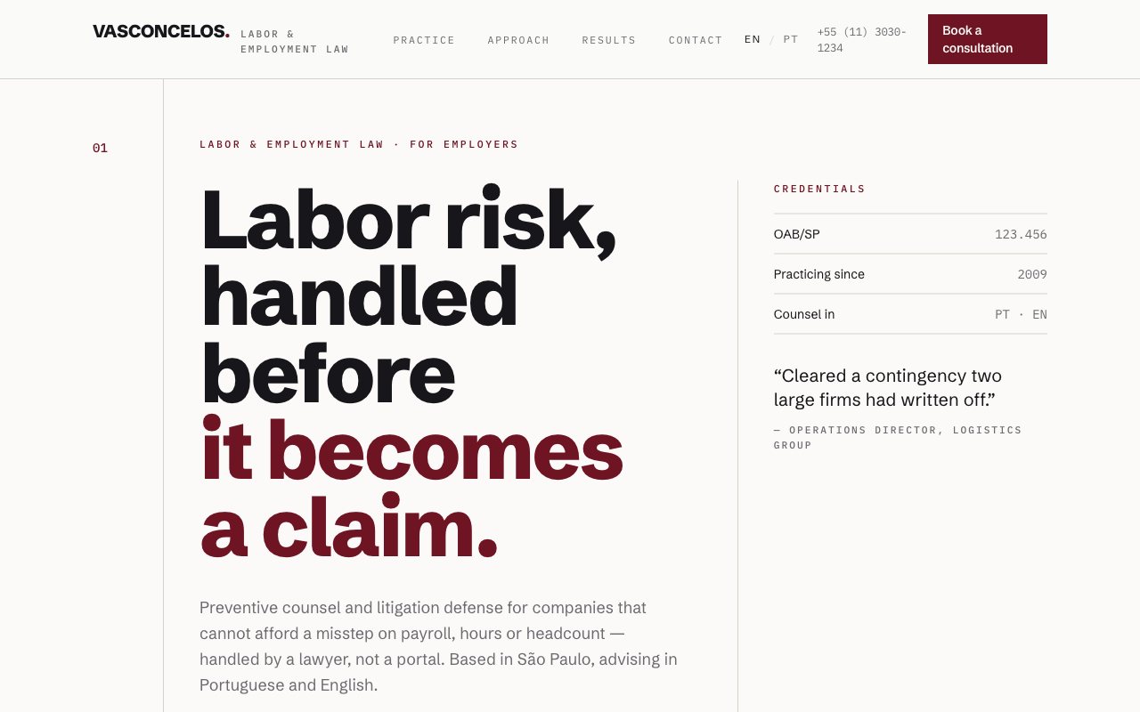 Preview of the Vasconcelos landing page